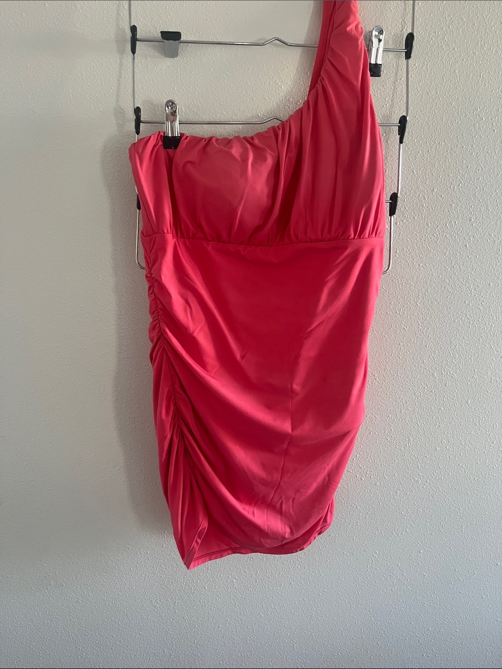 Jantzen One-Shoulder Hot Pink Chemise one pice with skirt